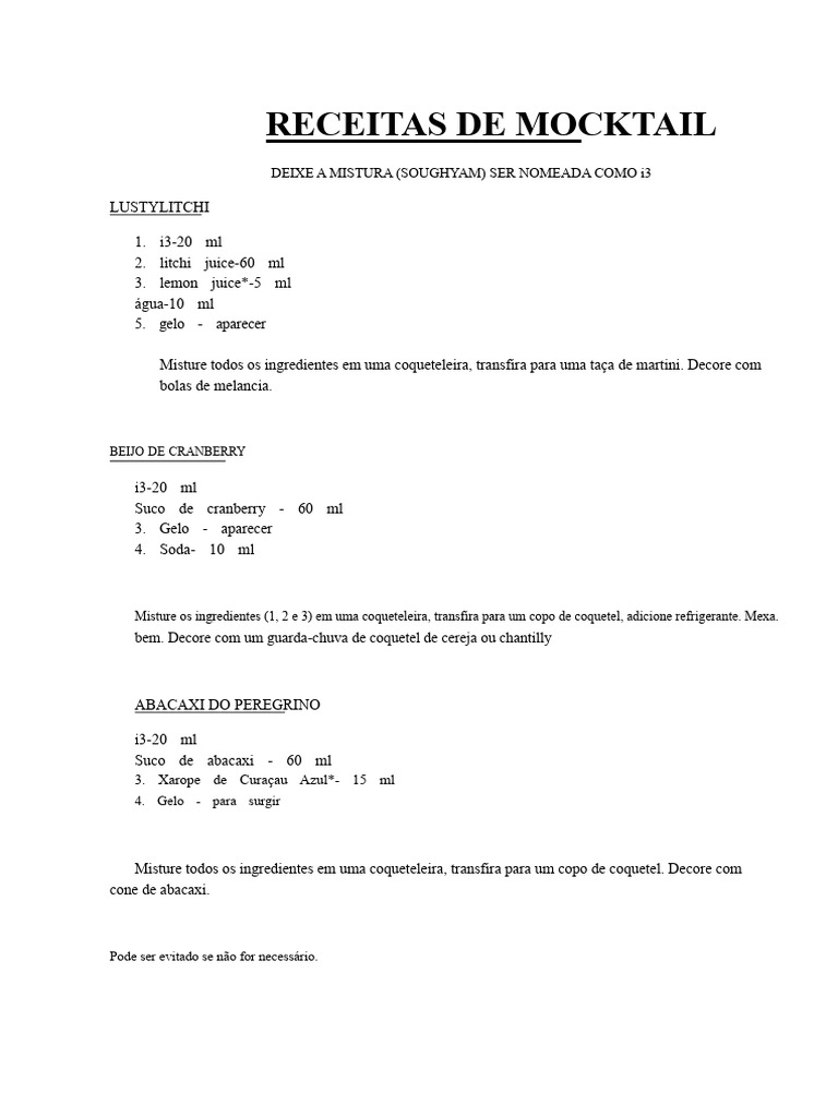 Receita de Mocktail | PDF