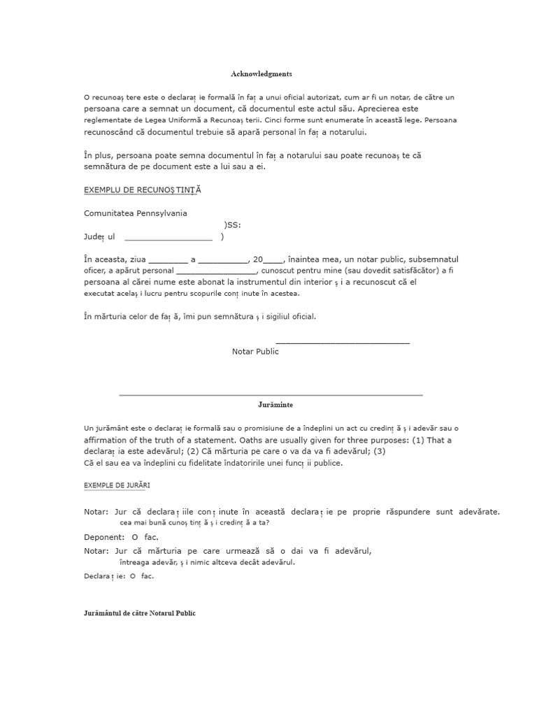 Documente Exemplu Notariale | PDF