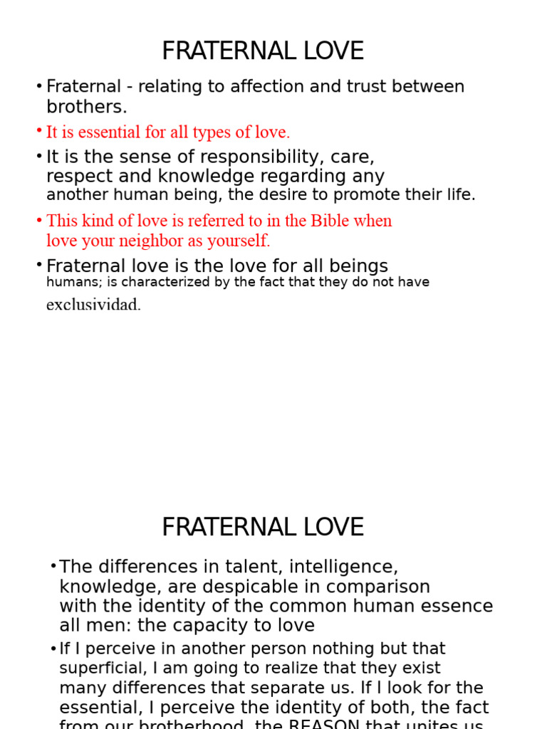 Understanding Fraternal Love Concepts | PDF | Love | Spirituality