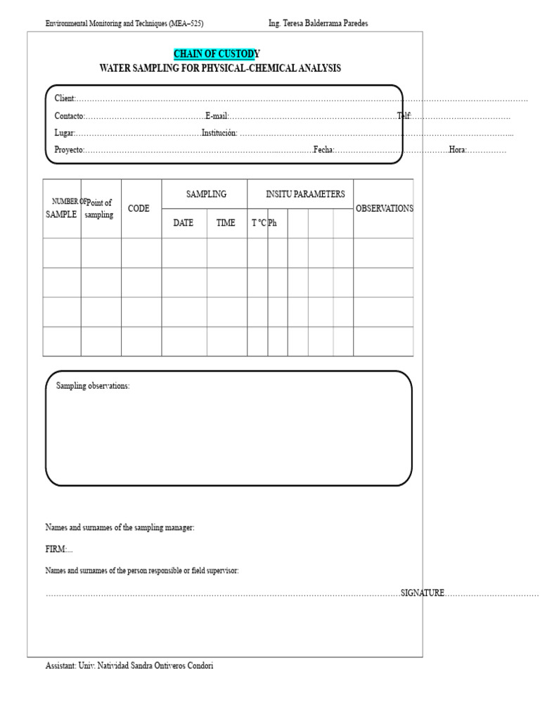 Water Sampling Techniques and Data | PDF | Environmental Monitoring ...