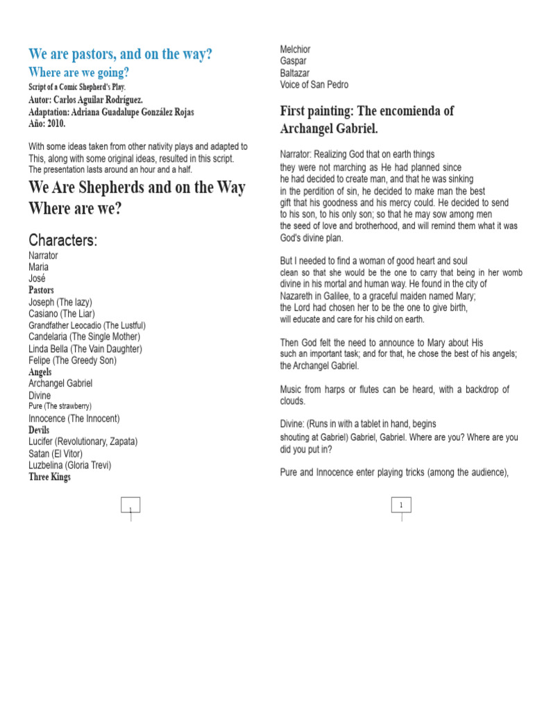 Comic Script: Shepherds' Nativity Play | PDF | Mary, Mother Of Jesus ...