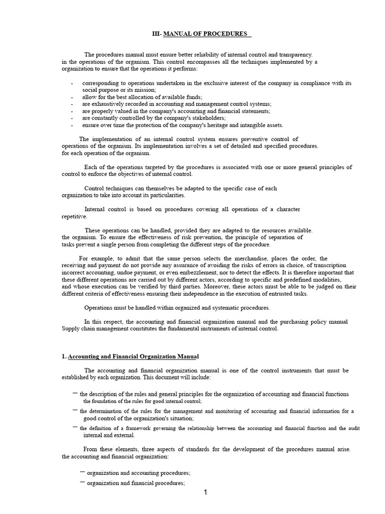 Morocco Accounting and Audit Procedures Manual | PDF | Internal Control ...