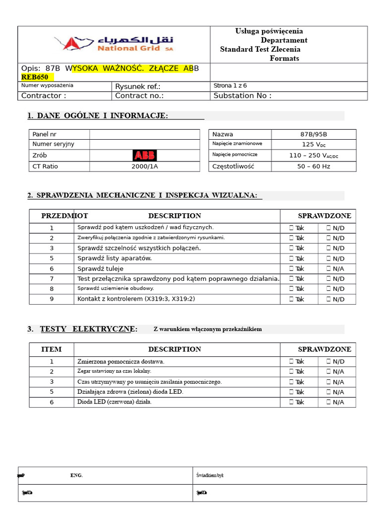 Abb Reb650 Szyna Równolegle Wysokie Imp | PDF