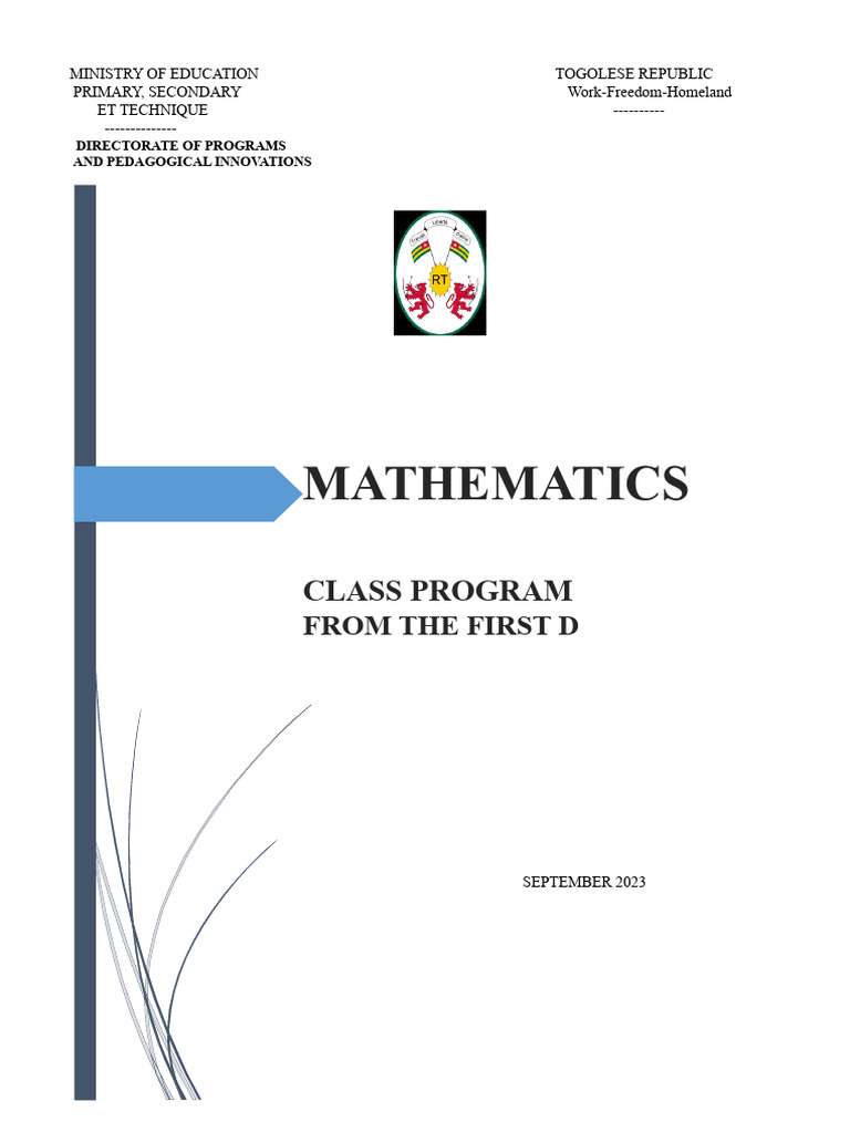 Togo Secondary Education Math Program | PDF | Equations | Limit ...