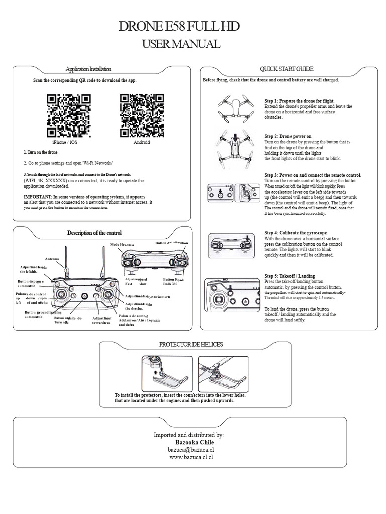 E58 Drone Full HD User Manual | PDF | Unmanned Aerial Vehicle | Ios