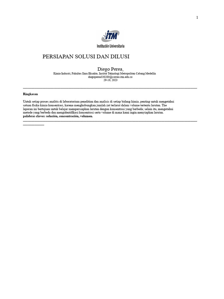 Persiapan dan Dilusi Larutan Kimia | PDF