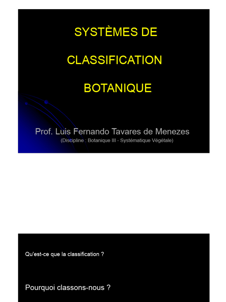Classification Botanique : Systèmes et Nomenclature | PDF | Taxonomie ...