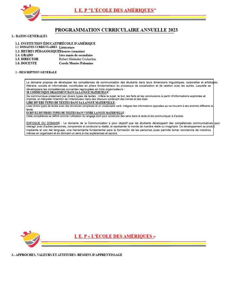 Programmation annuelle 2023 - I.E.P. | PDF | Programmation informatique ...