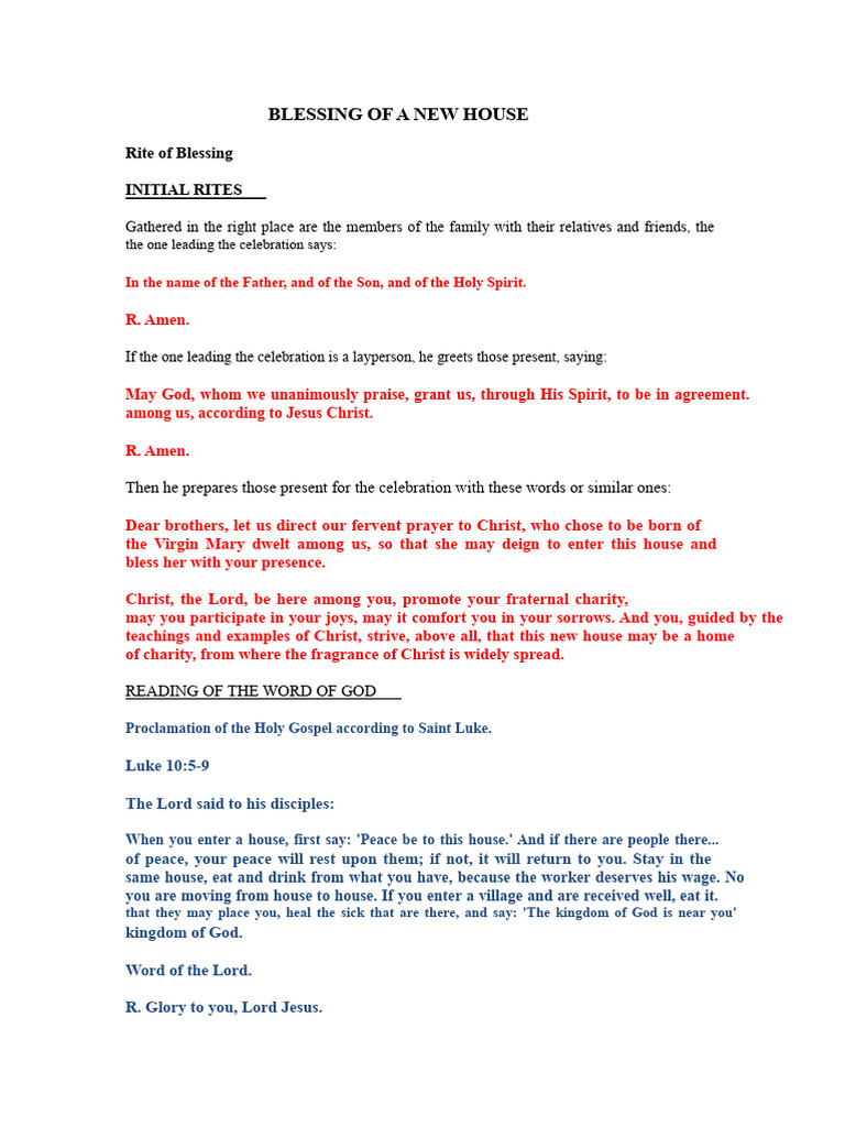 Blessing of A New House | PDF | Jesus | Blessing