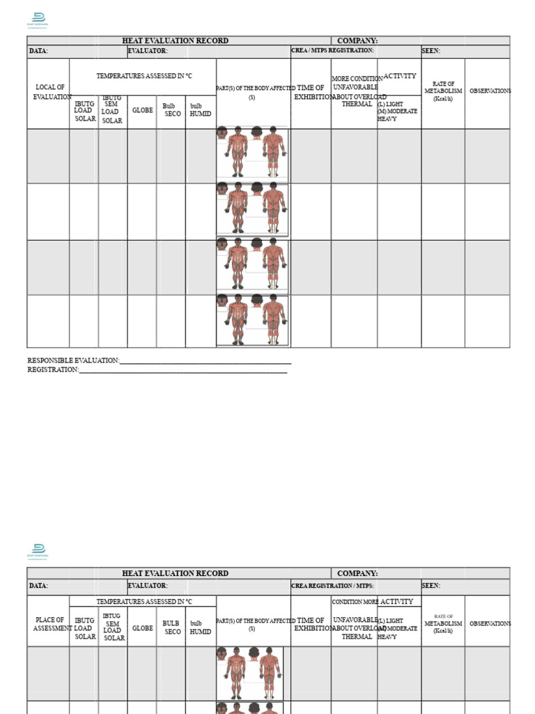 Heat Evaluation Record Template | PDF | Humidity | Heat