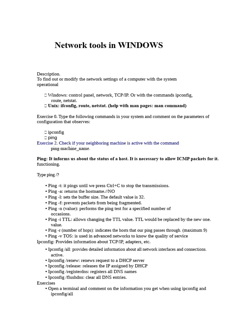 Windows Network Tools and Commands Guide | PDF | Computer Network ...