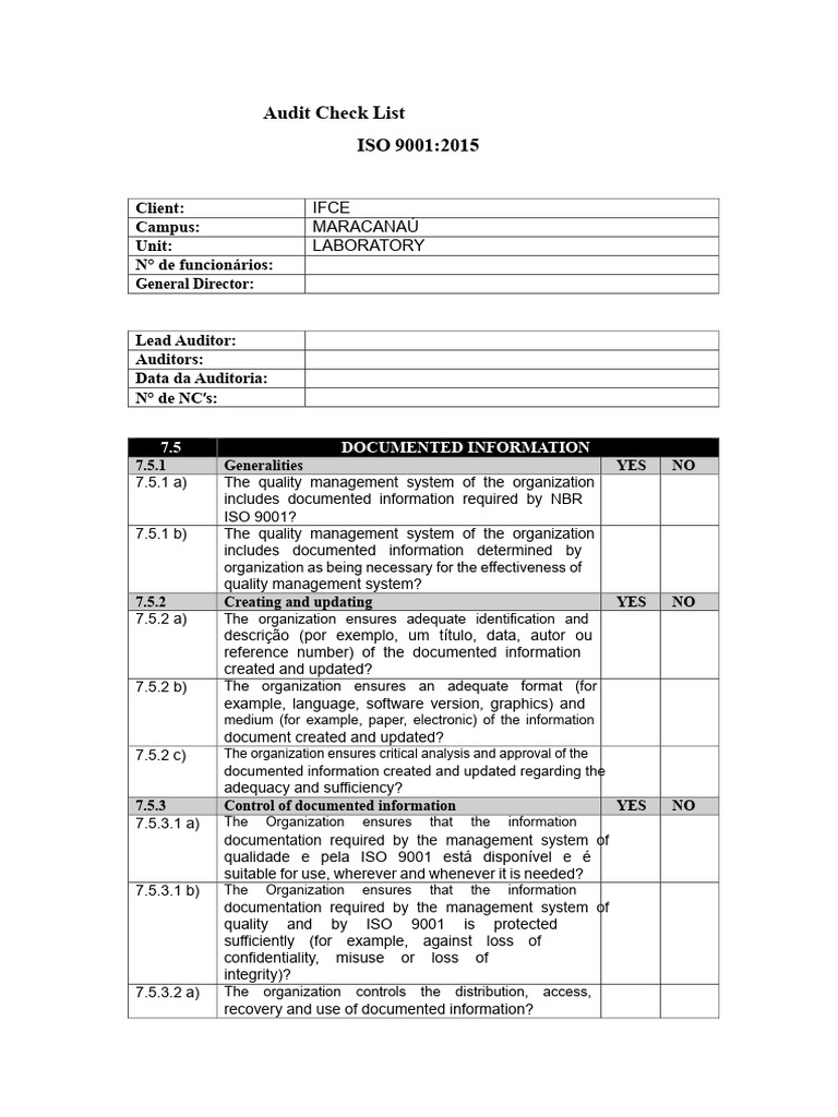 Audit Checklist | PDF | Information | Audit