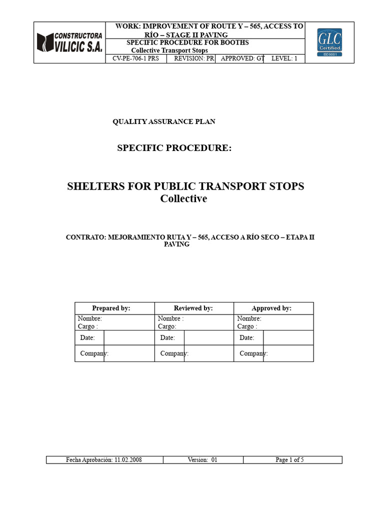 Route Y-565 Paving Procedure for Bus Stops | PDF | Specification ...