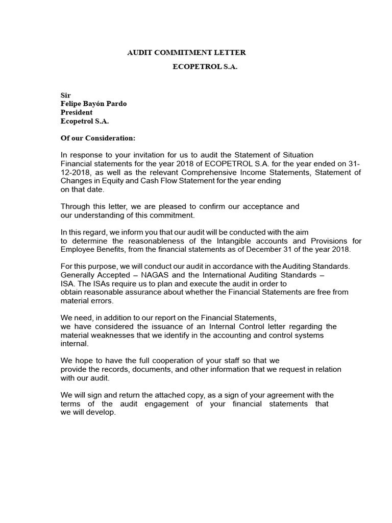 Letter of Commitment | PDF | Audit | Internal Control