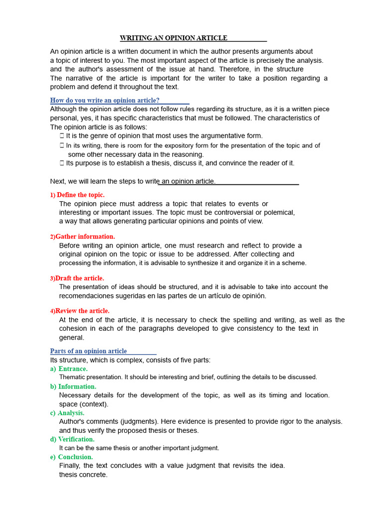 How to Write an Opinion Article | PDF