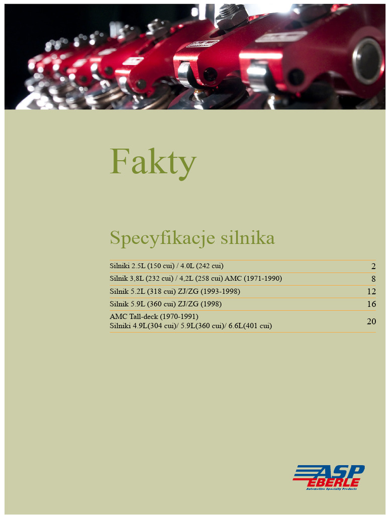 Jeep - AMC Przewodnik Po Specyfikacjach Silników | PDF