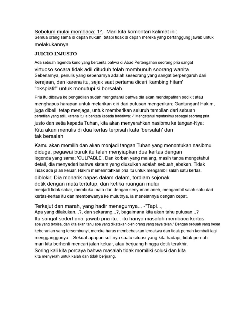 Juicio Injusto: Pelajaran dari Hukum | PDF