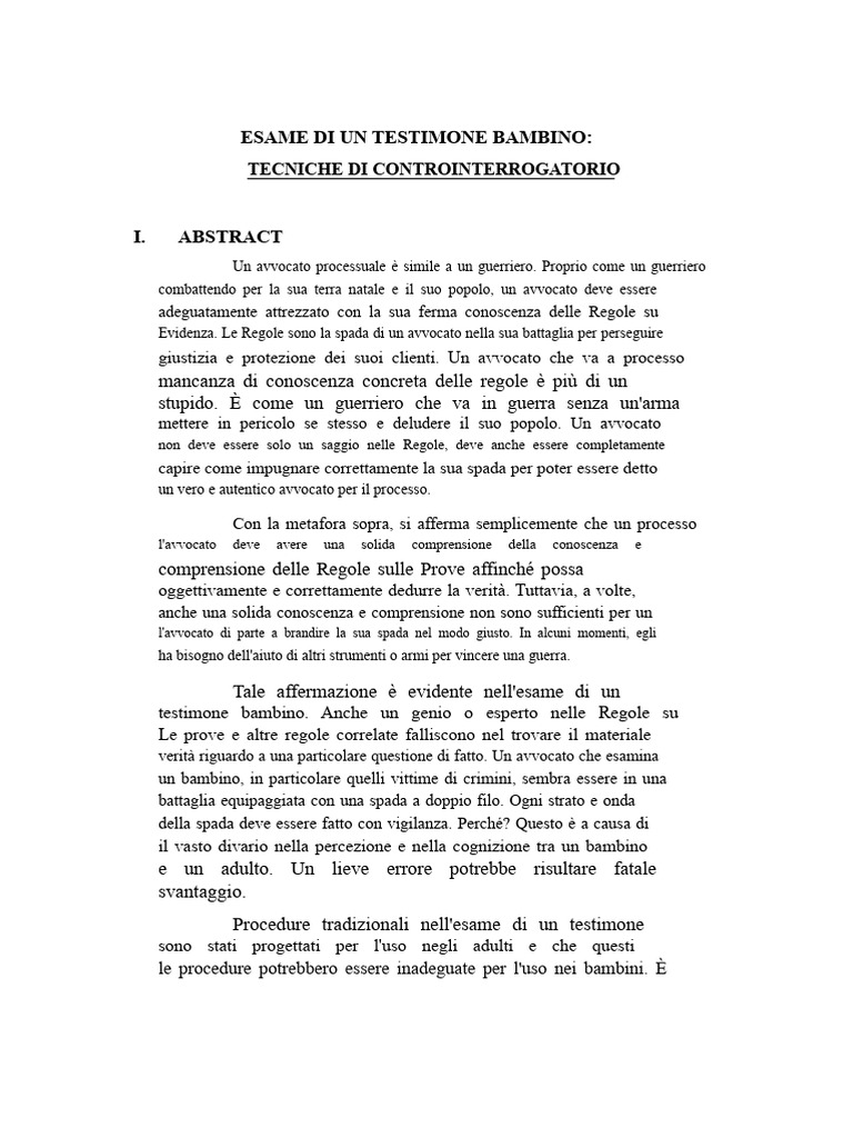 Esame Del Testimone Minore | PDF