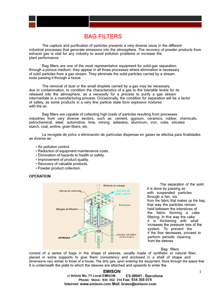 Bag Filter Operation | PDF | Filtration | Particulates