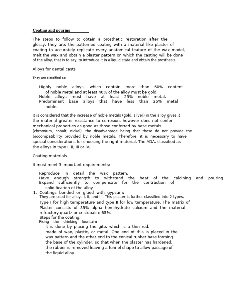 Coating and Casting | PDF | Alloy | Plaster