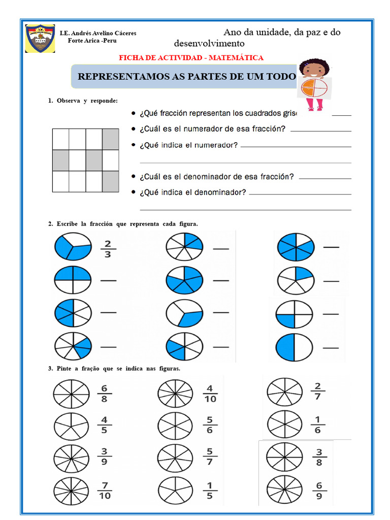 Ficha-Lun-Mat-Representamos As Partes de Um Todo | PDF