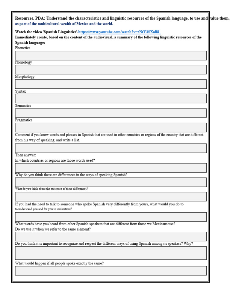 Linguistic Resources of Spanish Language | PDF | Spanish Language ...