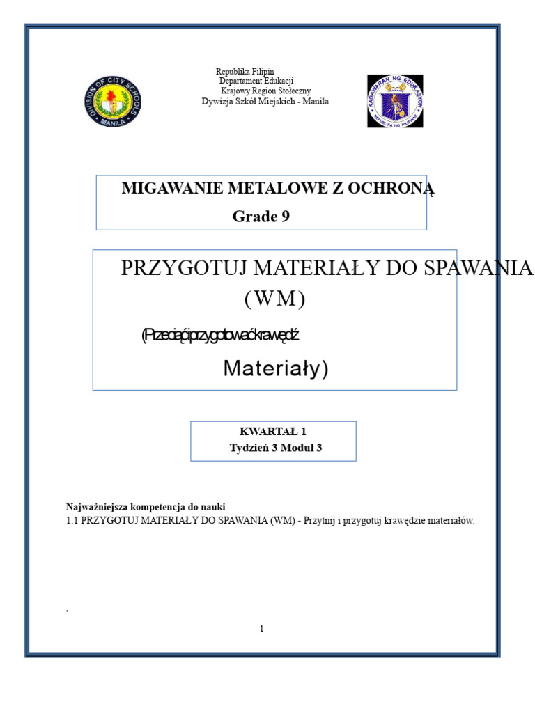 SMAW 9 - Q1 - W3 - Mod3 | PDF