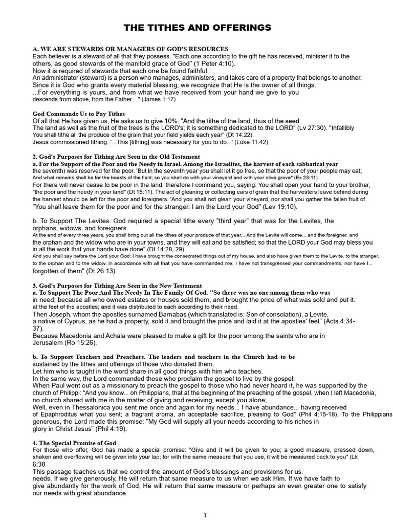 The Tithes and Offerings | PDF | Tithe | Ten Commandments