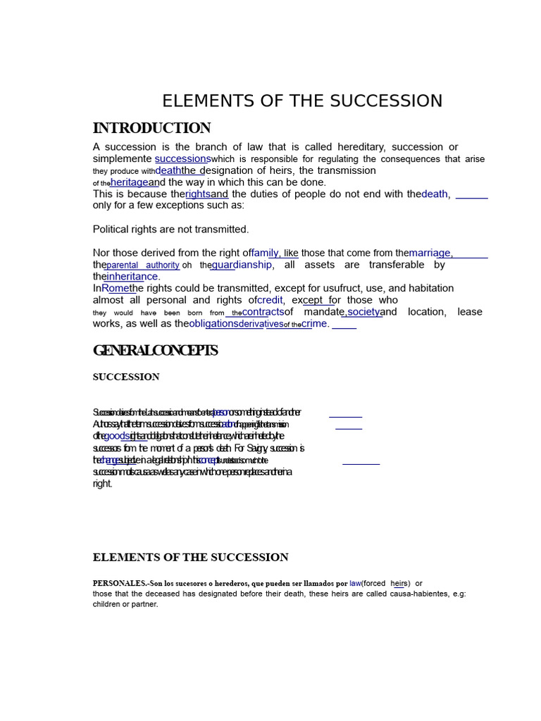 Elements and Classes of The Succession | PDF | Will And Testament ...