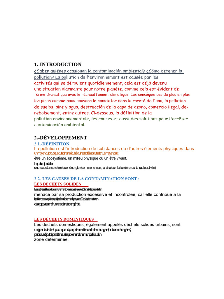 Causes et solutions de la pollution | PDF | la pollution | Déchets