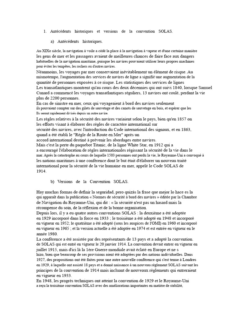 Histoire et versions de la convention SOLAS | PDF | Transport de ...