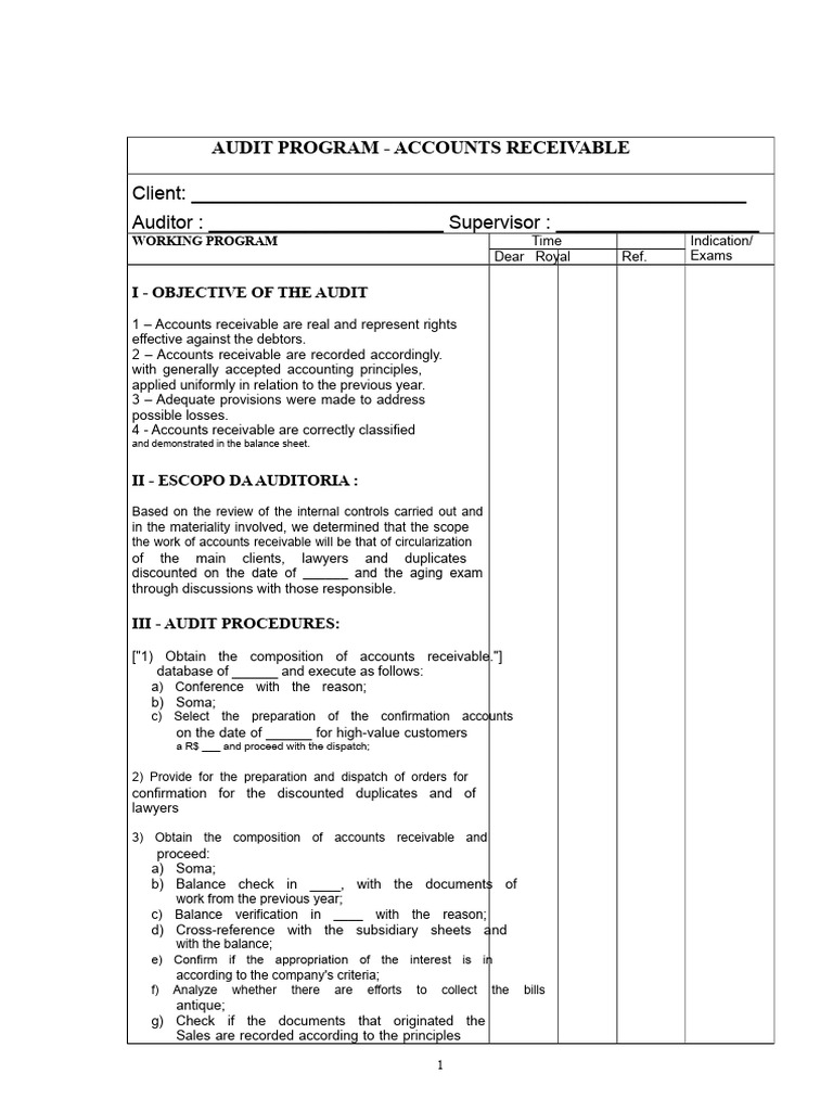 Accounts Receivable Audit Program | PDF | Audit | Business Economics