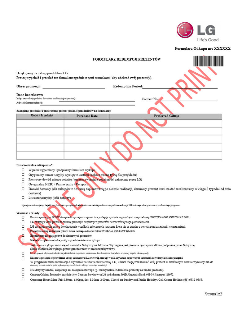 Formularz Odbioru Prezentu | PDF