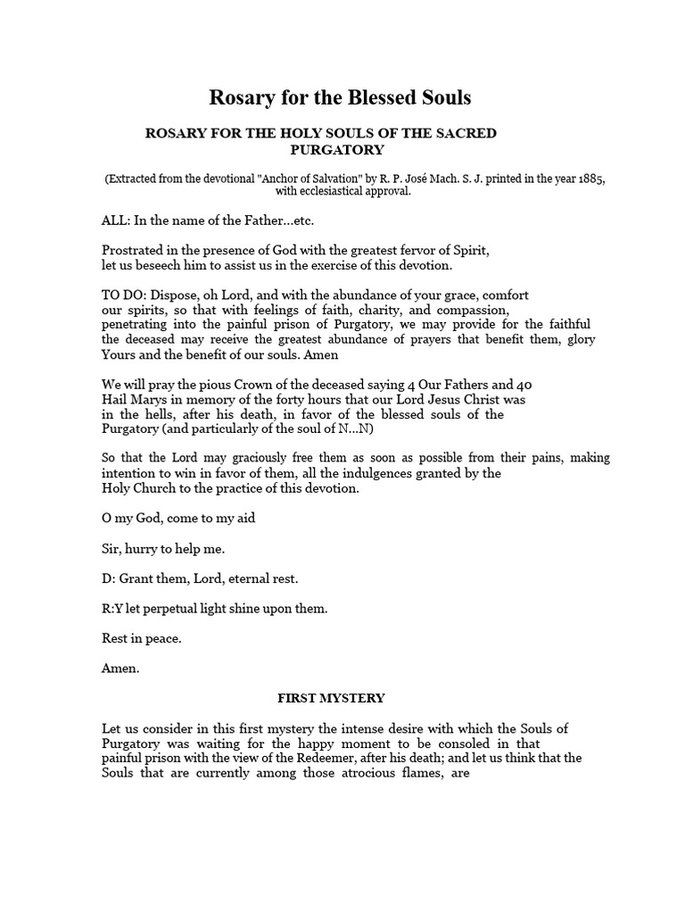 Rosary of the Blessed Souls | PDF | Rosary | Purgatory