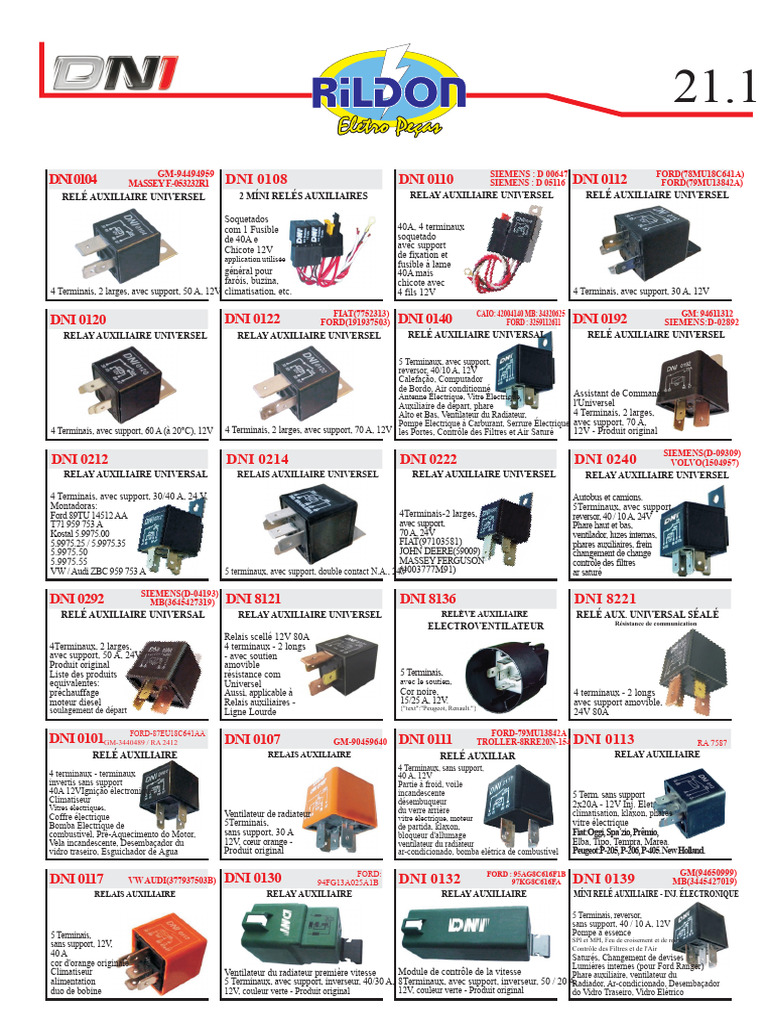 Relais auxiliaires universels 12V et 24V | PDF | Injection (moteur ...