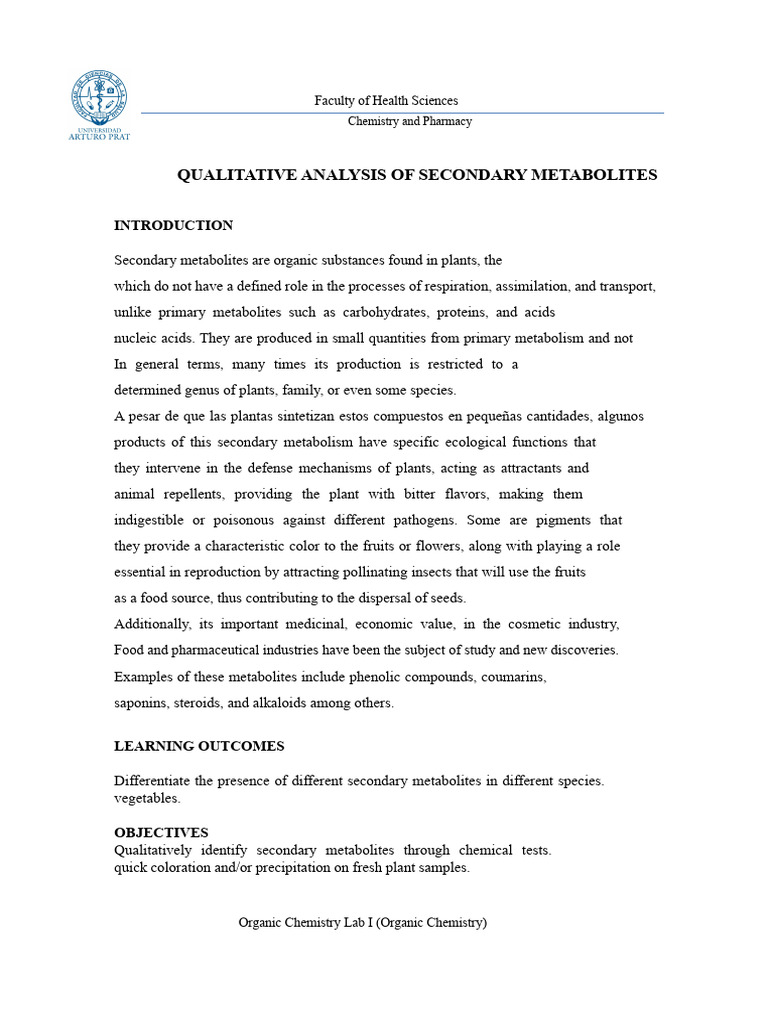 Qualitative Analysis of Plant Metabolites | PDF | Plants | Foods