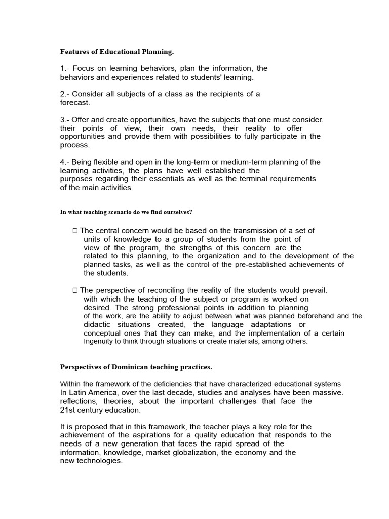 Key Features of Educational Planning | PDF | Creativity | Cognition