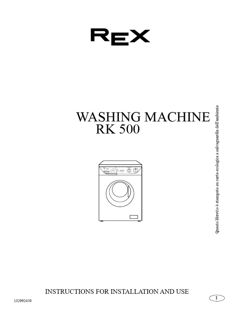 RK 500 Washing Machine User Manual | PDF | Washing Machine