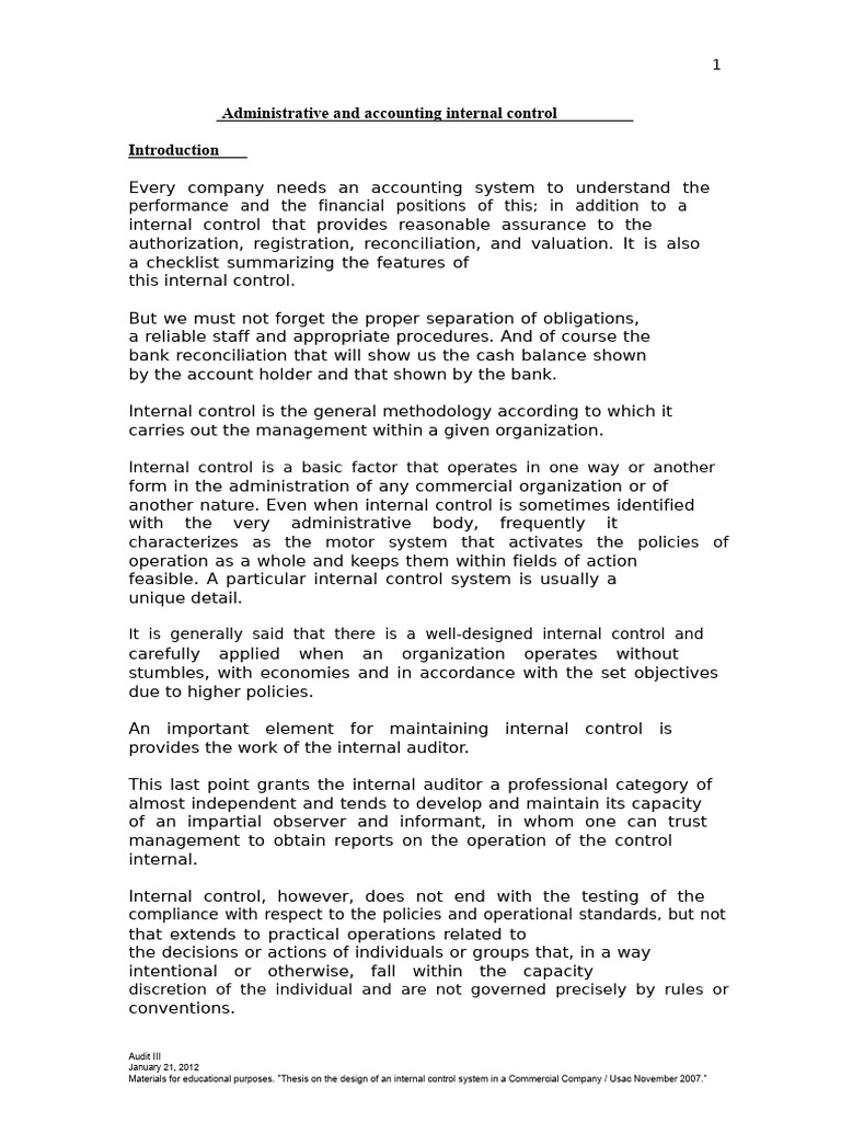 Internal Control in Accounting Systems | PDF | Internal Control | Banks