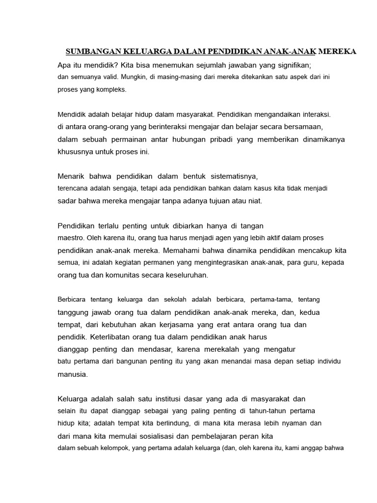 Peran Keluarga dalam Pendidikan Anak | PDF