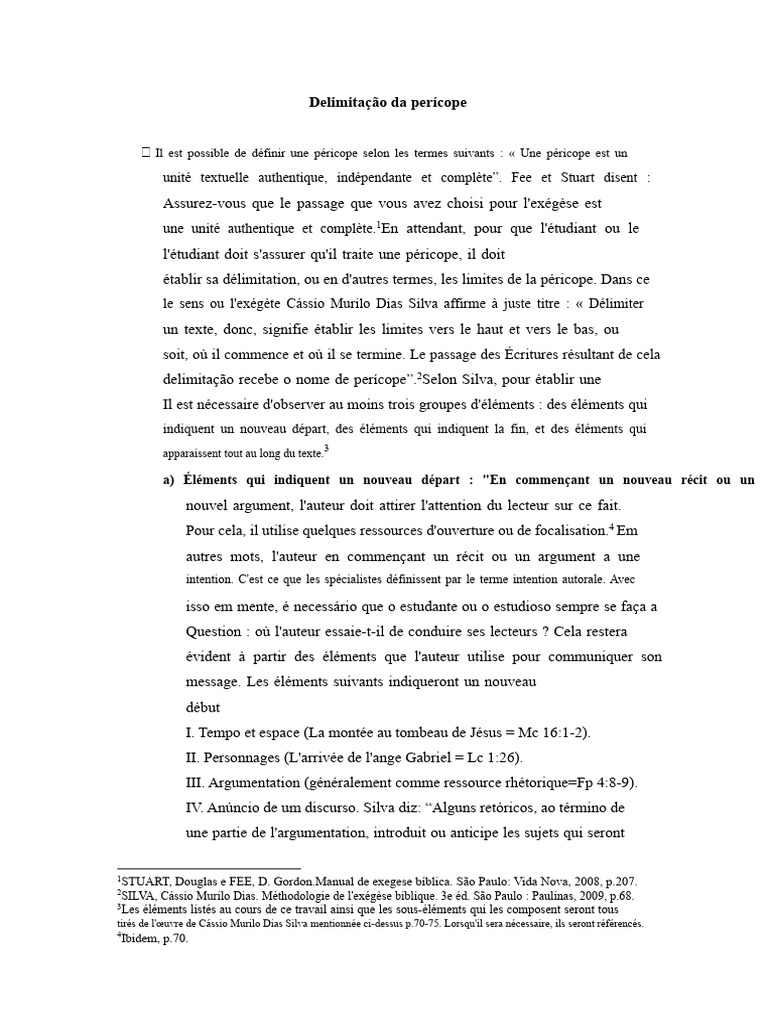 Délimitation de la péricope en exégèse | PDF | Paul l'apôtre ...