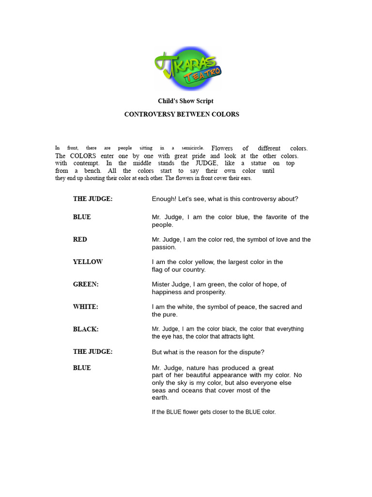 Color Controversy: A Children's Play | PDF | Yellow | Green