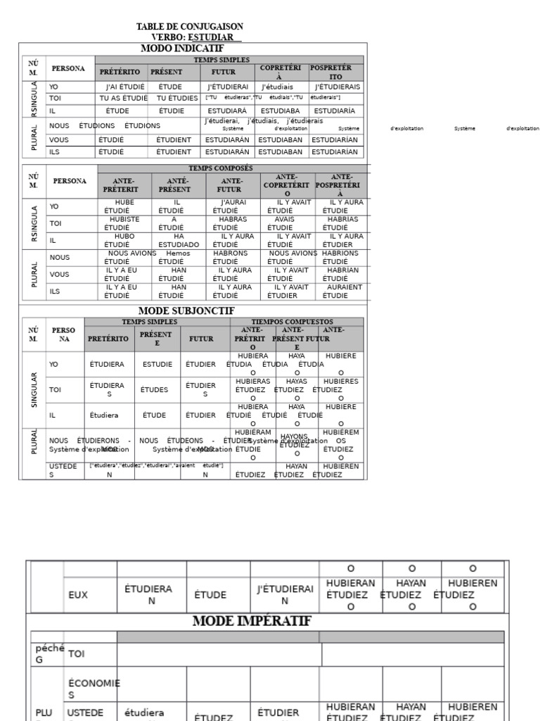 Conjugaison du verbe 