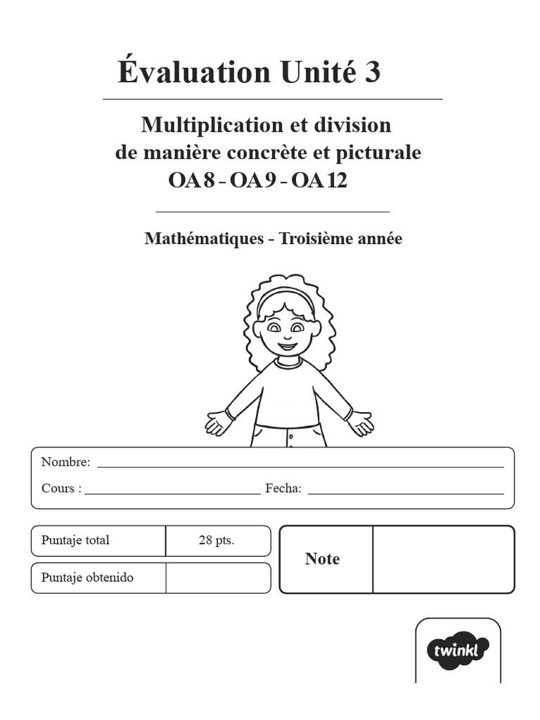 Évaluation de mathématiques : Unité 3 | PDF | Multiplication | Échecs