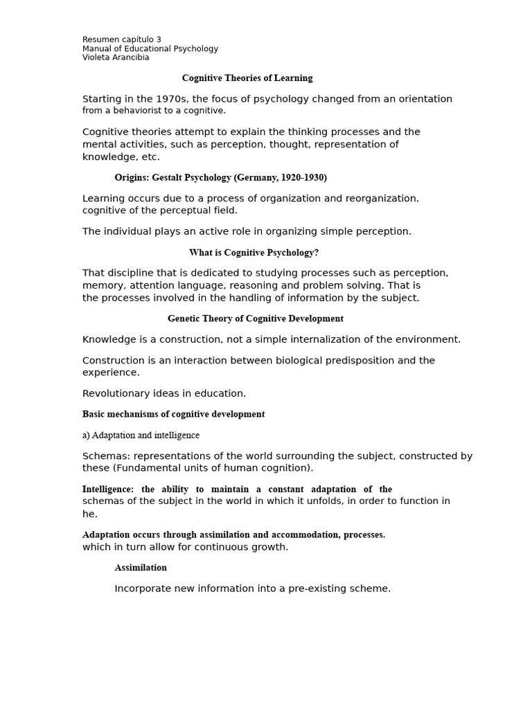 Cognitive Theories of Learning | PDF | Educational Psychology | Learning