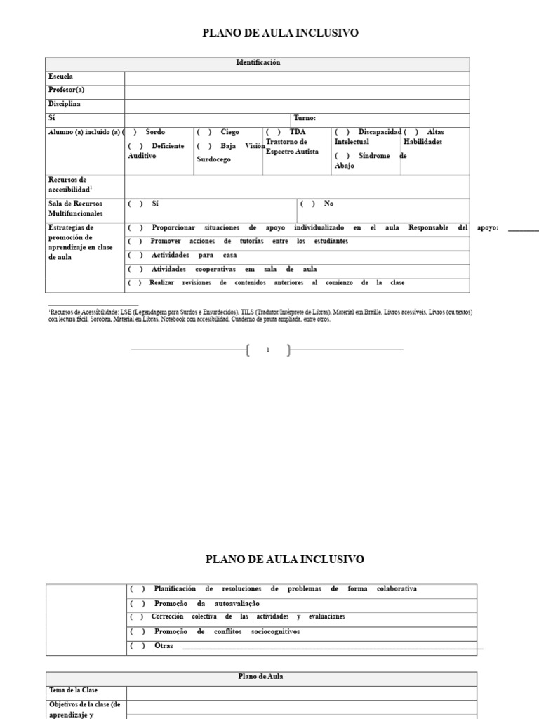 Plan de Clase Inclusivo | PDF | Salón de clases | Accesibilidad