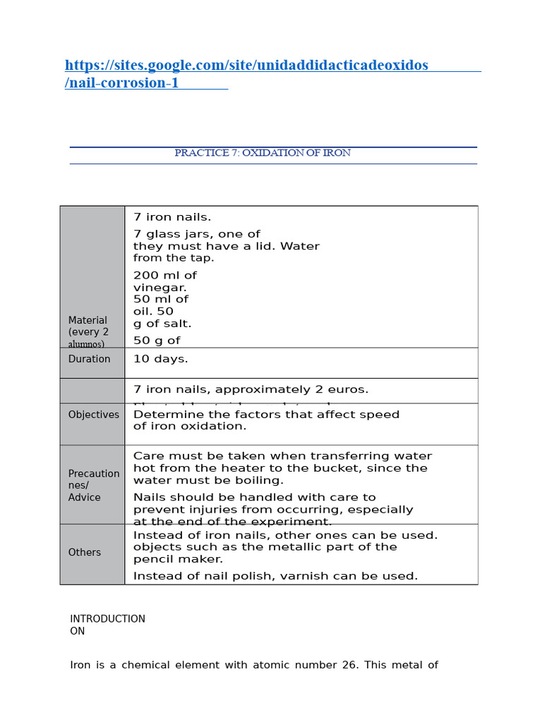 Iron Nail Corrosion Experiment Guide | PDF | Rust | Corrosion