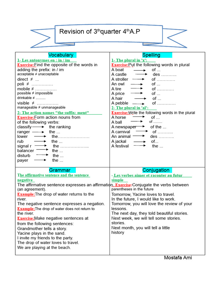 Mostafa Friend Review of The 3rd Quarter 4th A.P | PDF | Grammatical ...