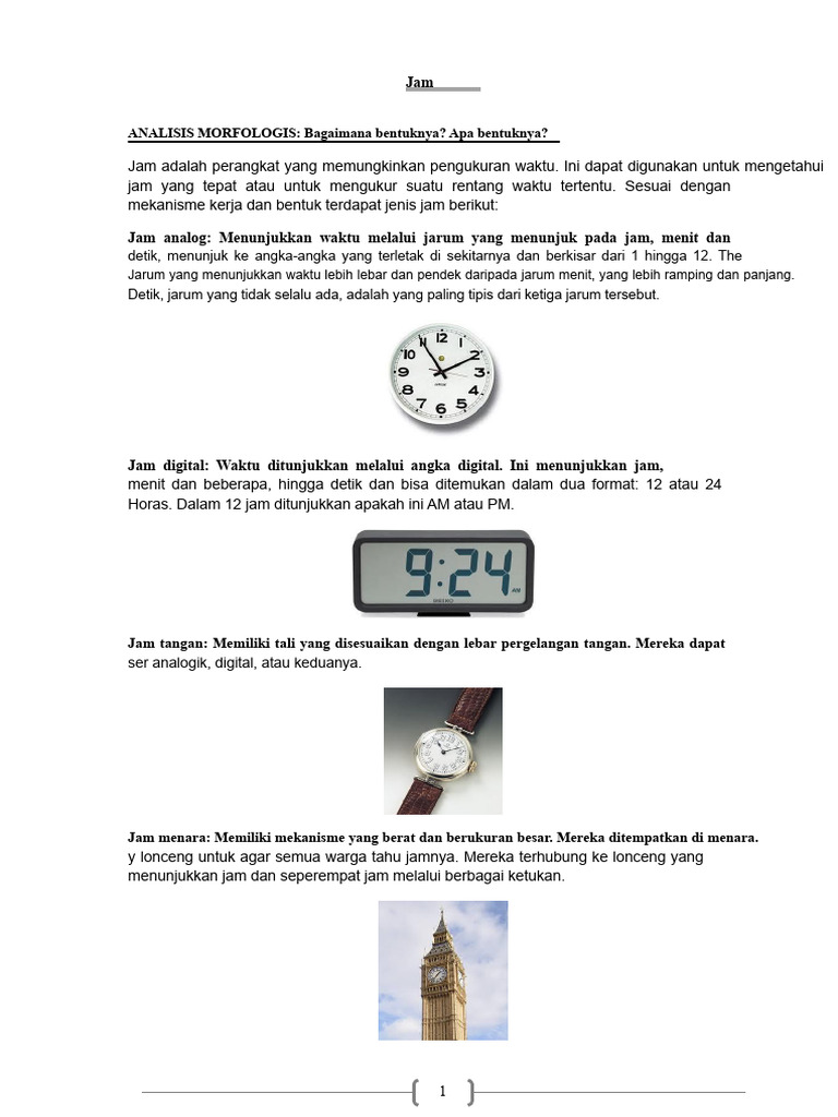 Jenis dan Fungsi Jam: Panduan Lengkap | PDF