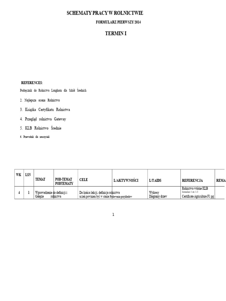 Formularz 1 Programu Rolniczego | PDF